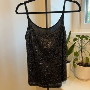 NEW J Crew Black Sequin Tank Top Size XS